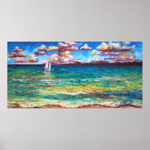 Póster Um barco no mar jamaicano