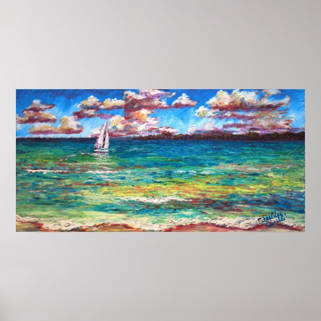 Póster Um Barco No Mar Jamaicano (Frente)