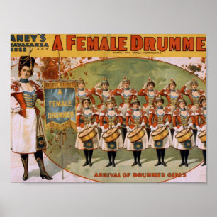 Póster Um baterista fêmea, 'chegada de meninas do