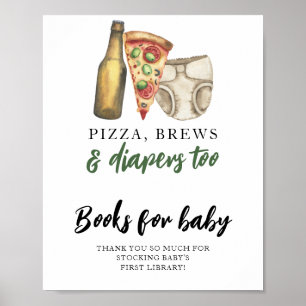Poster Um bebê está a preparar cerveja e pizza Livros par
