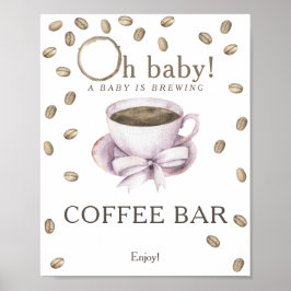 Poster Um bebê está criando chá de fraldas bar de café