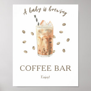 Poster Um bebê está criando chá de fraldas bar de café