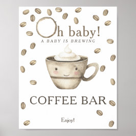 Poster Um bebê está criando chá de fraldas bar de café