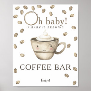 Poster Um bebê está criando chá de fraldas bar de café
