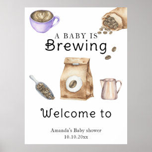 Poster Um Bebê Está Fazendo Chá de fraldas De Café