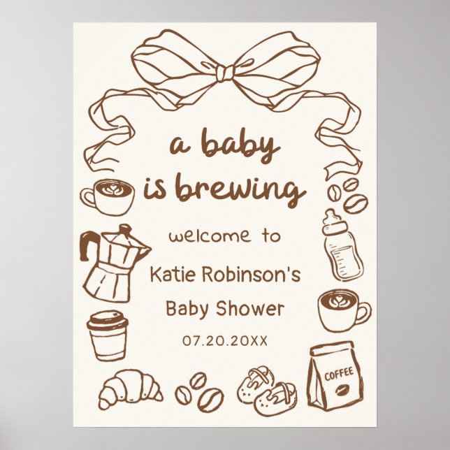 Poster Um Bebê está Preparando Café Bem-vindo ao Chá de B (Frente)