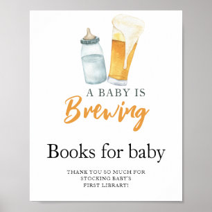 Poster Um bebê está preparando cerveja e livros de leite