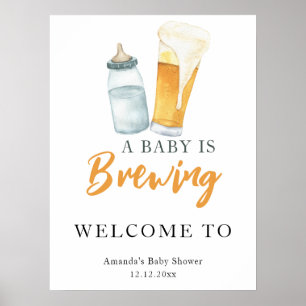 Poster Um bebê está preparando um chá de bebê de garrafa