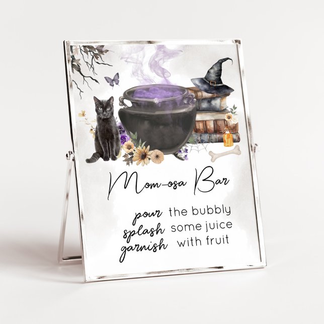 Poster Um Bebê Está Sendo Preparado Sinal de Barra da Mam (Purple Witch Cauldron Baby Shower Mom Osa Bar Sign)