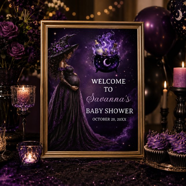 Poster Um Bebê Está Sendo Preparado Sinal de Boas-Vindas  (Display your welcome sign in an elegant frame for a magical baby shower.)