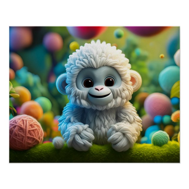 Póster Um bebê lindo Yeti feito de fio (Frente)