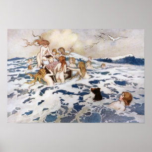 Póster Um bebê novo da água por Warwick Goble