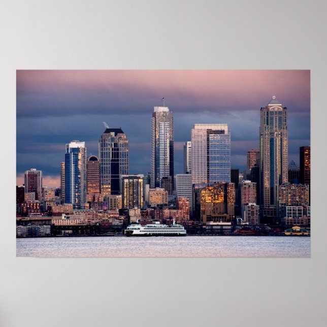 Poster Um belo e dramático pôr do sol visto do Ocidente (Frente)