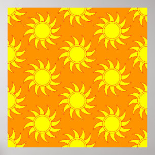 Poster Um belo padrão de sol. Rua desenhada à mão
