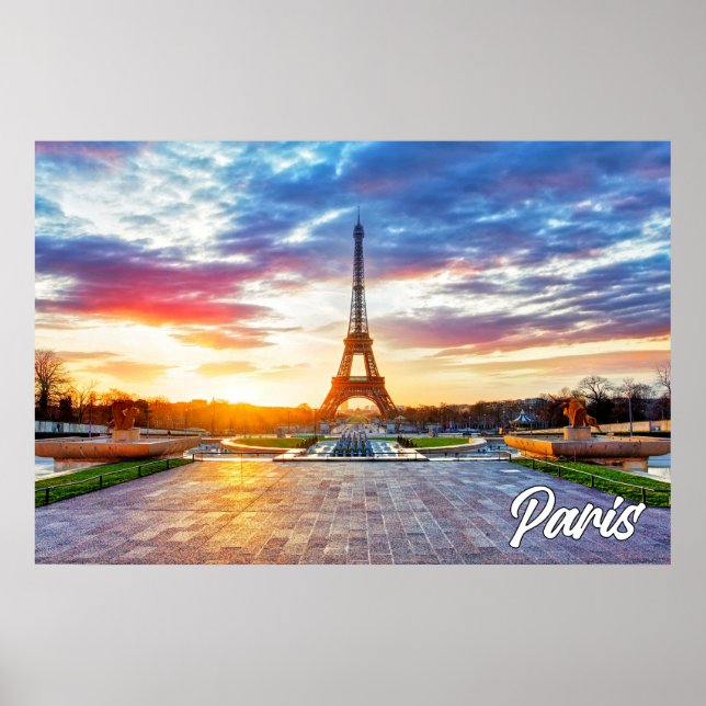 Poster Um Belo Sunset Sobre Paris, França (Frente)