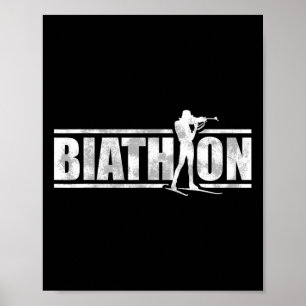 Poster Um biatleta com rifle e esquis de fundo Moti