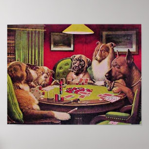Poster Um Blefe Ousado, Cães Jogando Pôquer,