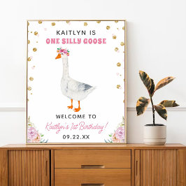 Poster Um Bobo Goose Girls primeiro aniversario Party Bem