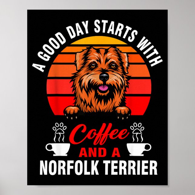 Poster Um bom dia começa com café e um norfolk (Frente)