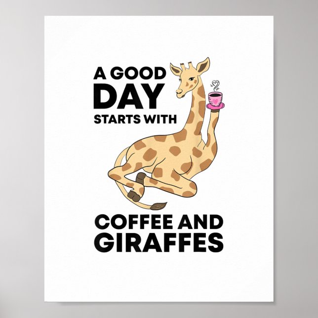 Poster Um Bom Dia Começa Com Café & Presente De Girafa En (Frente)