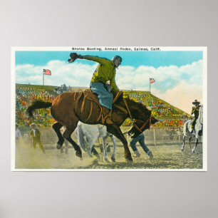 Póster Um bronco Bucking no rodeio anual dos Salinas
