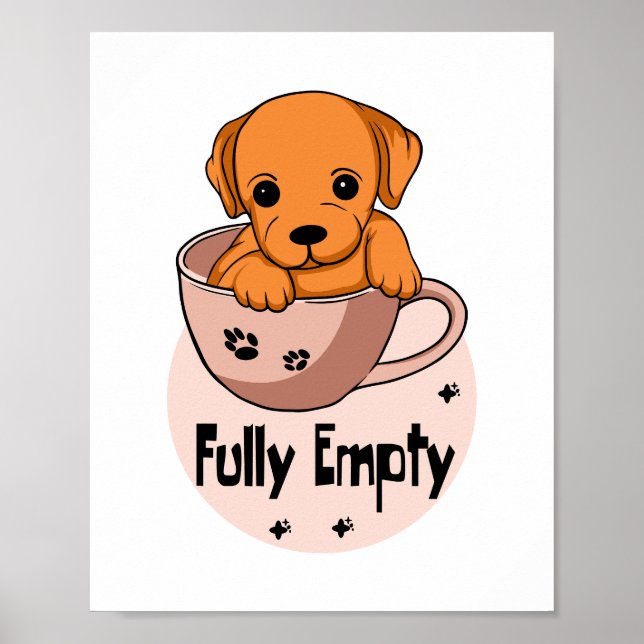 Poster Um cachorrinho Kawaii completamente vazio numa can (Frente)