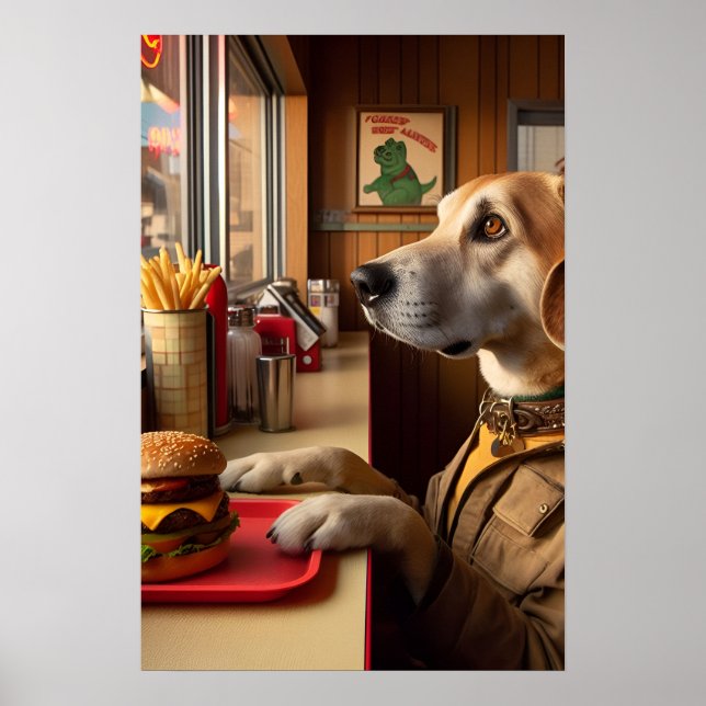 Poster Um cachorro fofo no Jantar (Frente)
