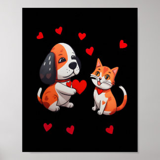 Poster Um Cachorro Que Me Oferece Um Coração Vermelho Um 