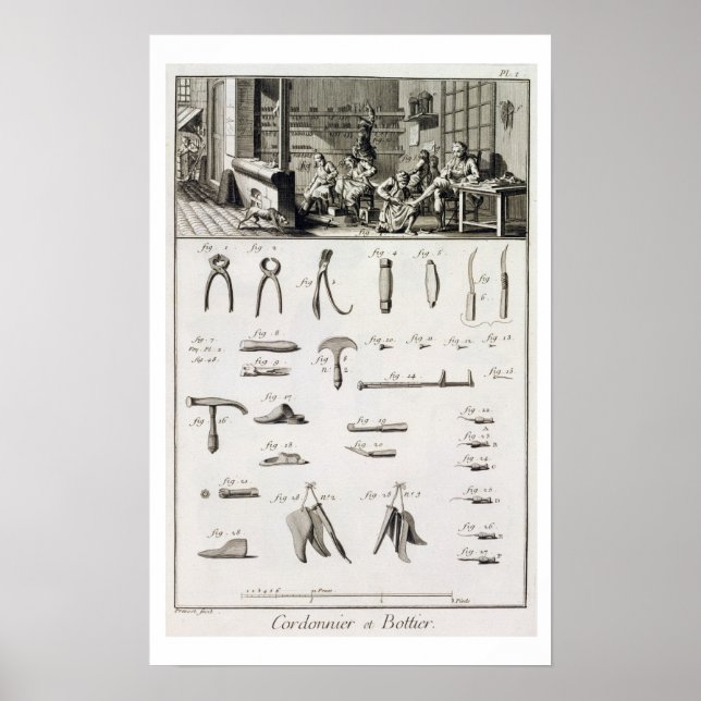 Poster Um calçado e um iniciante e suas ferramentas, do ' (Frente)