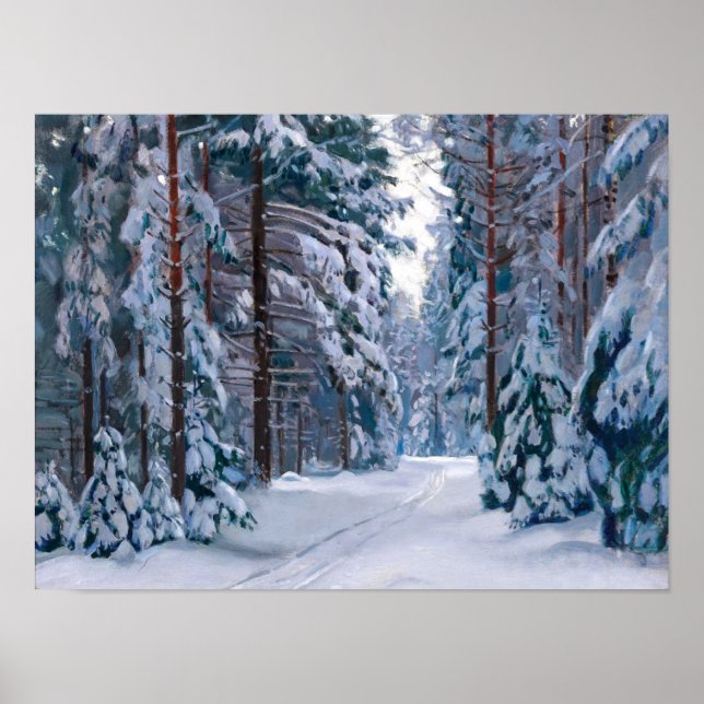Poster Um Caminho Nevado na Floresta (Frente)