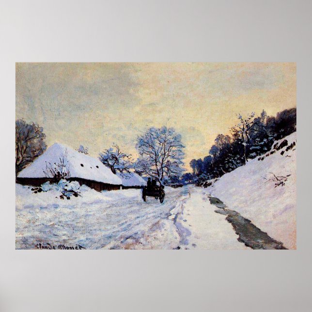 Poster Um carrinho na estrada coberta de neve (Frente)