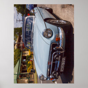 Poster Um carro desportivo clássico azul MGB.