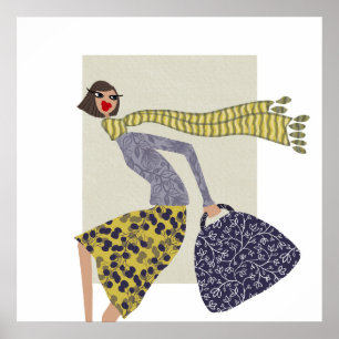 Poster Um Cartaz de Arte de Moda Glamouroso da Senhorita 