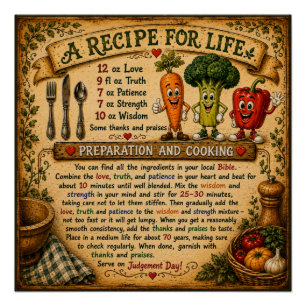 Póster Um Cartaz Inspirador Cristão Receitas para a Vida