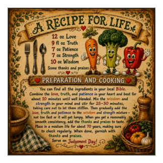 Póster Um Cartaz Inspirador Cristão Receitas para a Vida