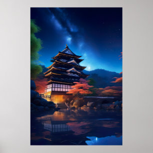 Poster Um castelo japonês entre as estrelas