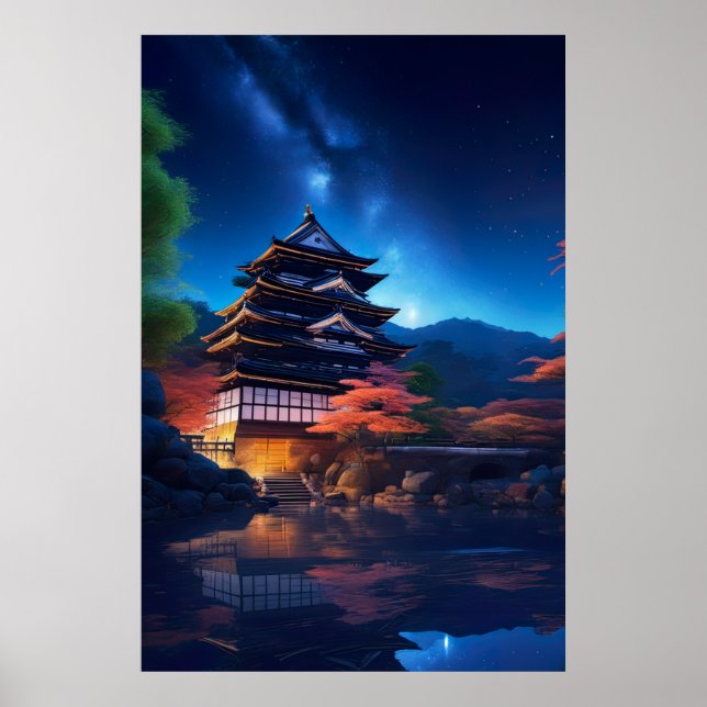Poster Um castelo japonês entre as estrelas (Frente)
