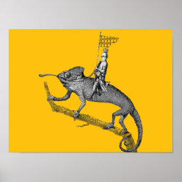 Poster Um cavaleiro montado em um camaleão