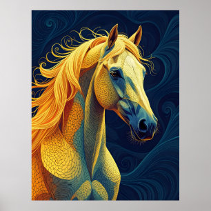 Poster Um cavalo azul amarelo
