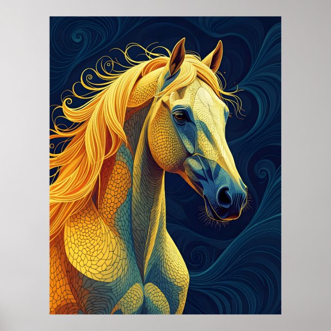 Poster Um cavalo azul amarelo (Frente)