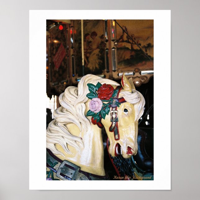 Póster Um Cavalo Carrossel Vintage (Frente)