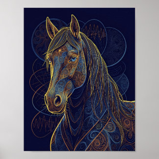 Poster Um cavalo fractal azul sonha