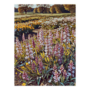 Póster Um cheio de campo de flores - Poster brilhante