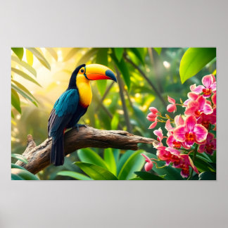 Poster Um Colorido Toucan de uma Selva Tropical