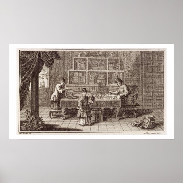 Poster Um Compro chinês de caligrafia, a partir de um rel (Frente)