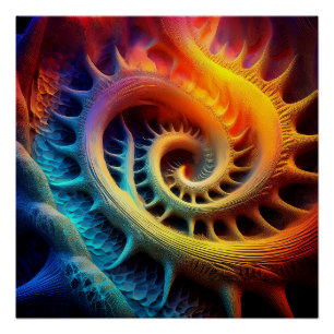 Póster Um Conjunto de Mandelbrot Fractal Dourado com Espi