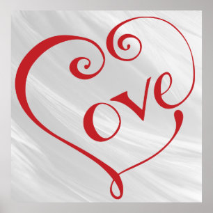 Poster Um Coração Feita de Amor em Vermelho