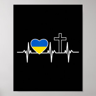 Poster Um Coração Para Jesus E Ucrânia - Roupas Cristãs