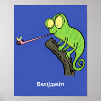 Um desenho animado verde-feliz chameleon lagarto