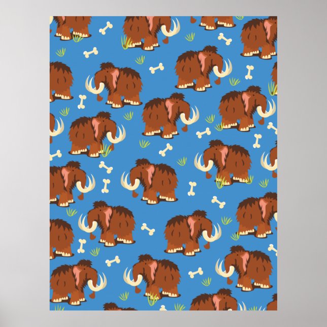 Poster Um desenho bonitinho de padrão mamute. (Frente)